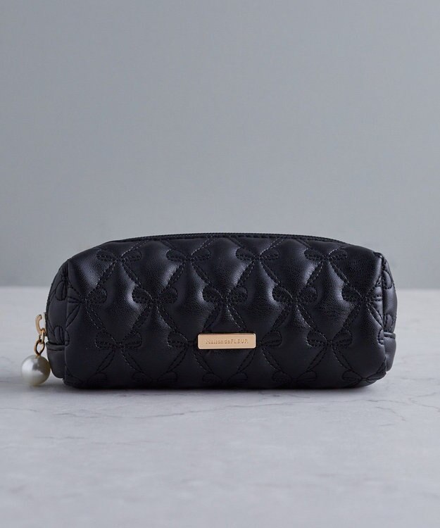 Maison de FLEUR リボンキルティングロングポーチ Black