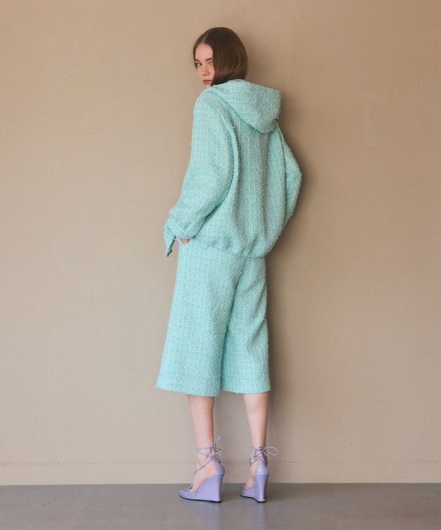 GRACE CONTINENTAL ツイードクロップドパンツ ミント