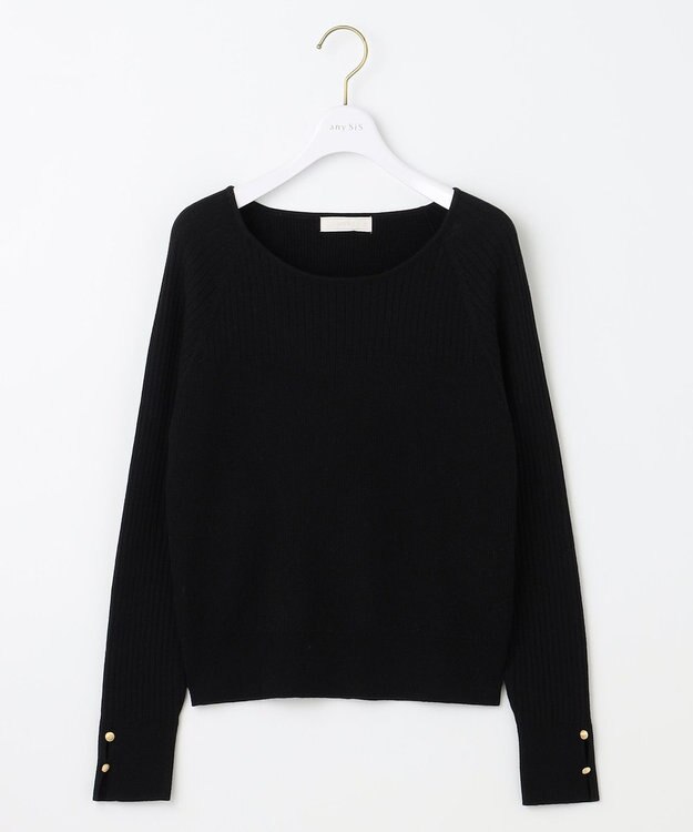 ANY SIS 【ウールブレンドシリーズ】ベースネックリブコンビ ニット ブラック
