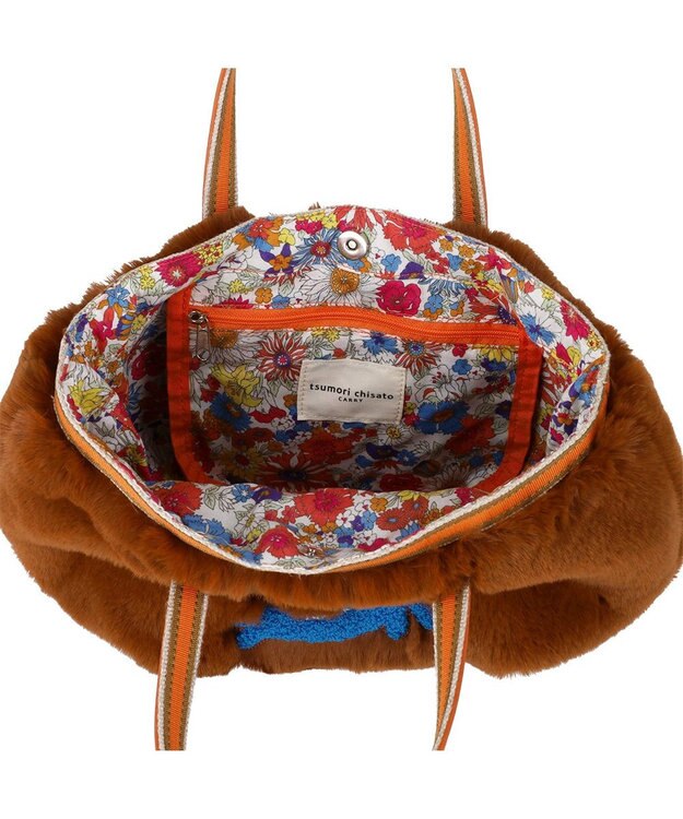 tsumori chisato CARRY キラネコファー ハンドバッグ 手提げ チョコ