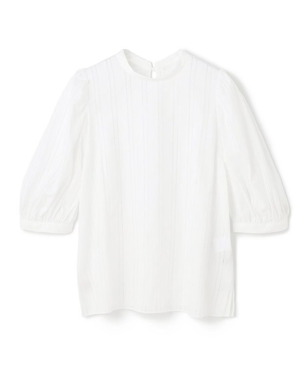 UNFILO ストライプレース 2WAY パフスリーブブラウス オフ