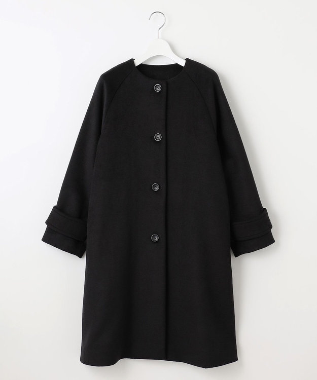 Feroux ウール混 Aラインコート ブラック系