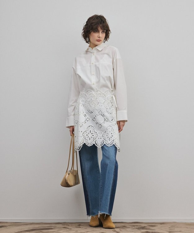 GRACE CONTINENTAL カット刺繍イレギュラーシャツ ホワイト