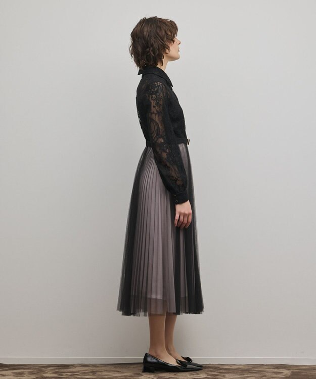 GRACE CONTINENTAL コードレースプリーツワンピース ブラック