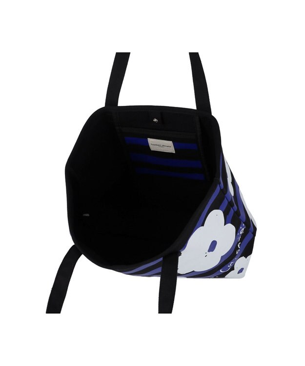tsumori chisato CARRY フラワーボーダー トートバッグ 花柄 ボーダー ブラック