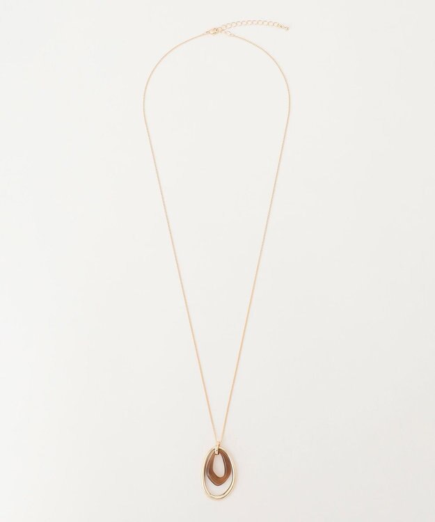 ANY メタルモチーフ ダブルリングネックレス ブラウン