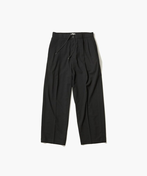 ATON TWIST WOOL TROPICAL | ツータックイージーパンツ - UNISEX BLACK