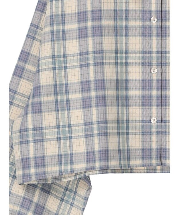 earth music&ecology ＣＨＥＣＫショートシャツジャケット Check Blue