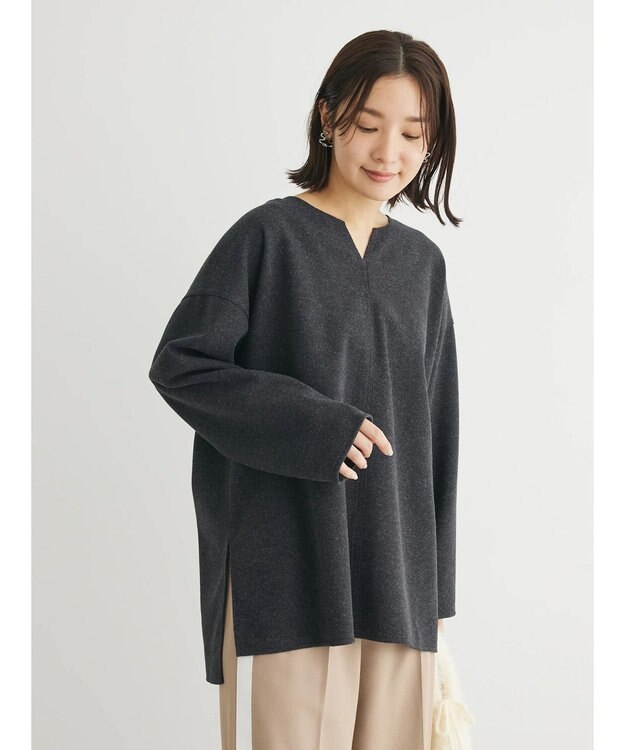 Green Parks 圧縮ポンチキーネックチュニック Dark Gray Mixture