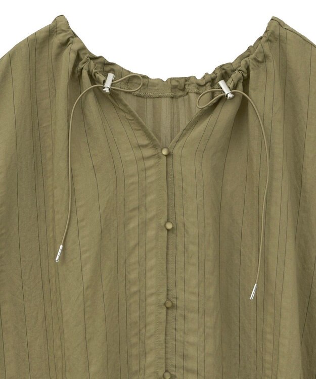 Green Parks ドロストネックフレンチスリーブブラウス Khaki