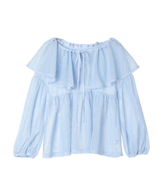 earth music&ecology マルチｗａｙカラーメッシュブラウス Light Blue