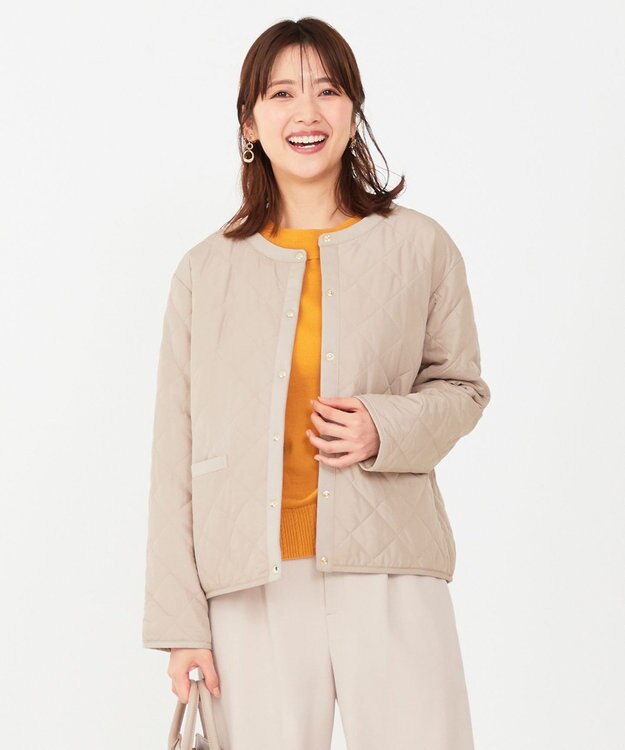 ANY SIS 【洗える】レディトリミングキルト ブルゾン ライトベージュ