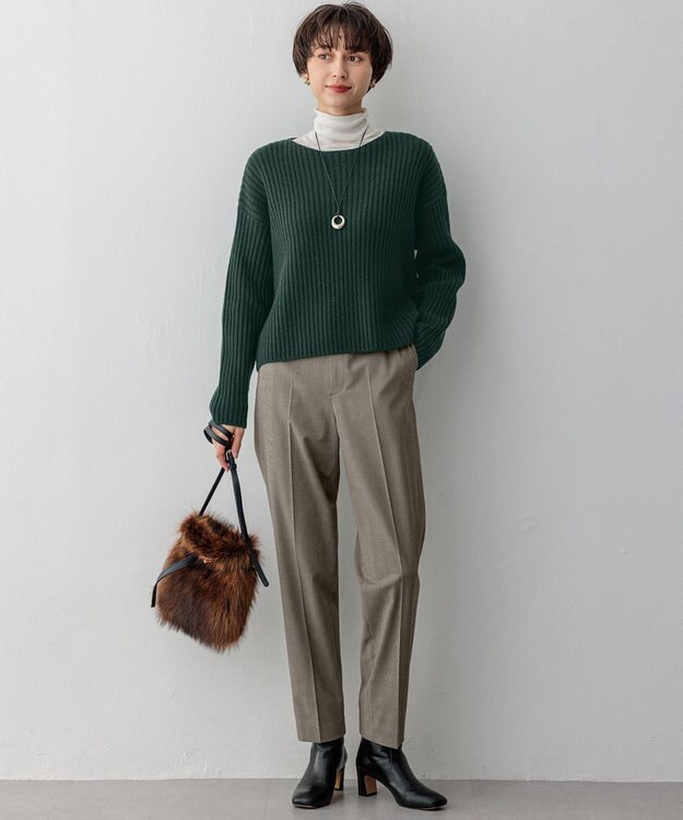 23区 【Oggi2月号掲載/洗える】カシミヤブレンド クロップド ニット グリーン系