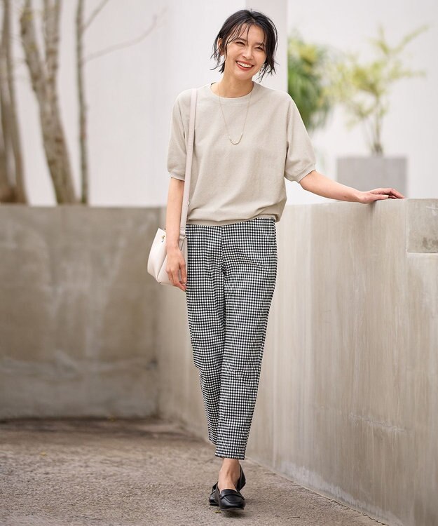 ANY 【洗濯機可/UVケア】ラメニットドルマンプルオーバー ベージュラメ