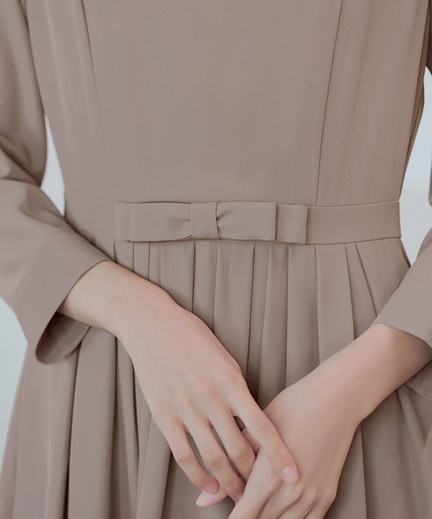 Tiaclasse L 【セレモニー・新色追加】リボンベルトフレアワンピース モカ