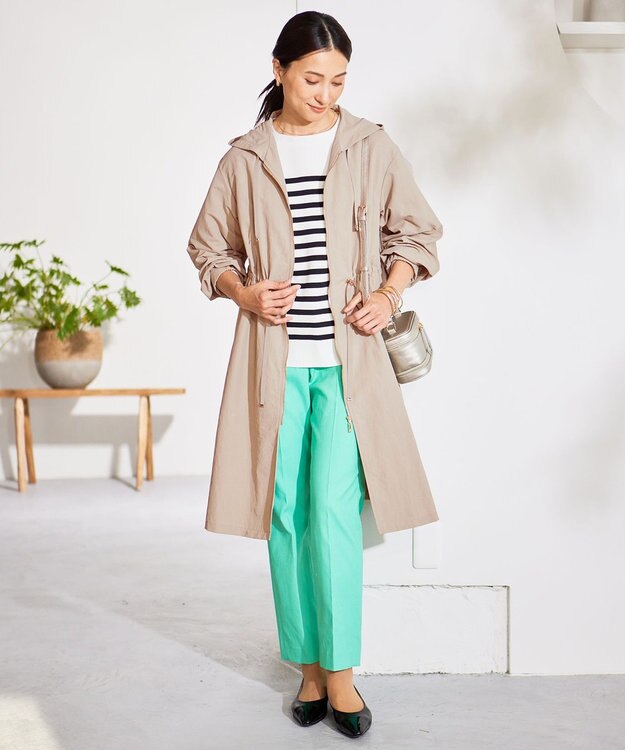 撥水加工・UVケア・洗える】ライトグログランフーデッド コート / 自由