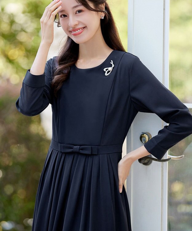 Tiaclasse L 【セレモニー・新色追加】リボンベルトフレアワンピース ピンク