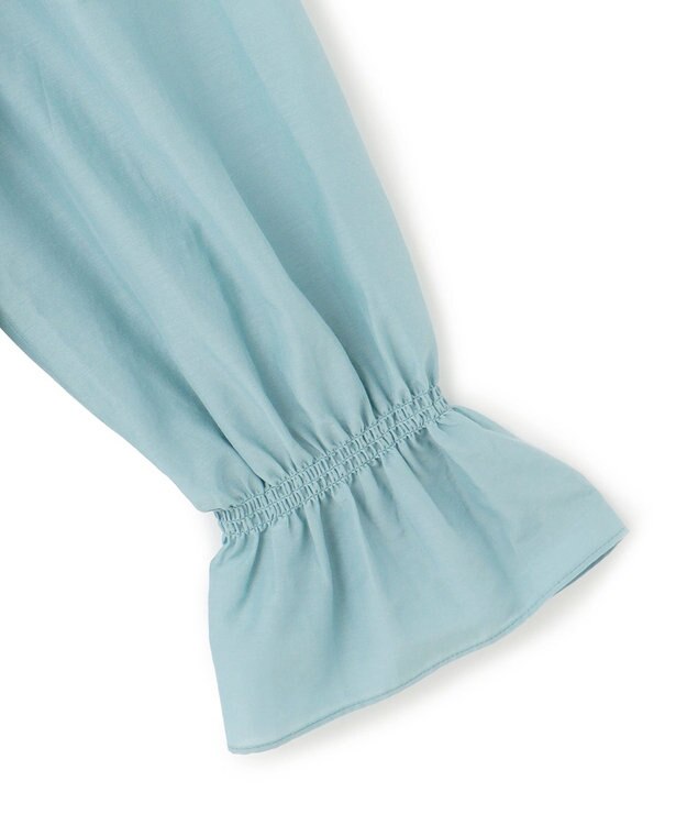 23区 【洗える】シアーコットンシルク シャーリング デザイン ブラウス セージ系