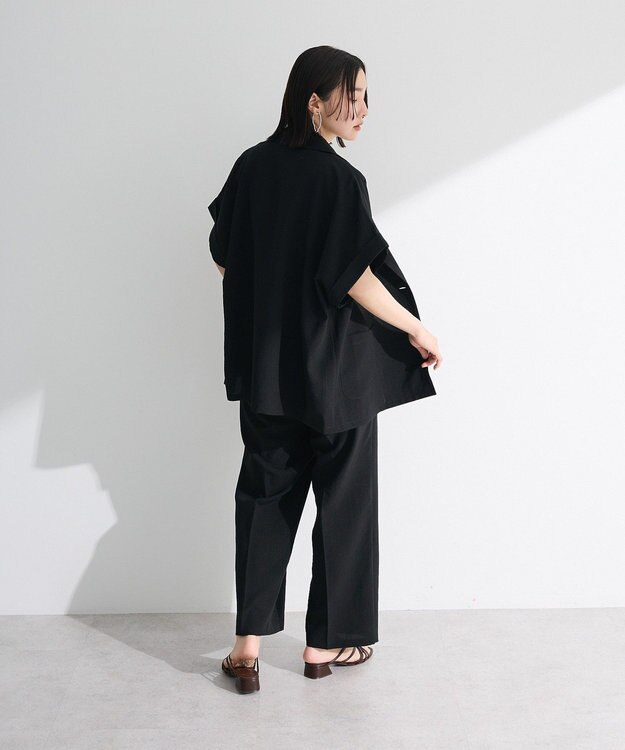 Green Parks 麻調合繊イージーパンツ Black