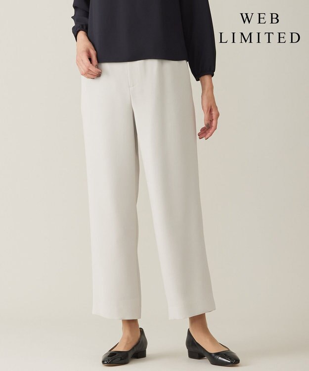 J.PRESS LADIES L 【WEB限定カラーあり・洗える】セラテリーダブルクロス セミワイド パンツ ベージュ系
