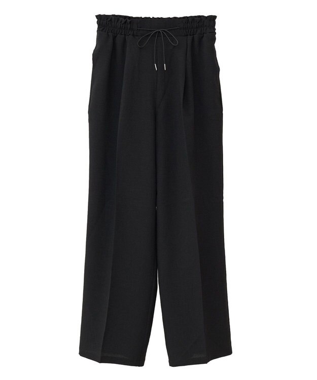 Green Parks 麻調合繊イージーパンツ Black