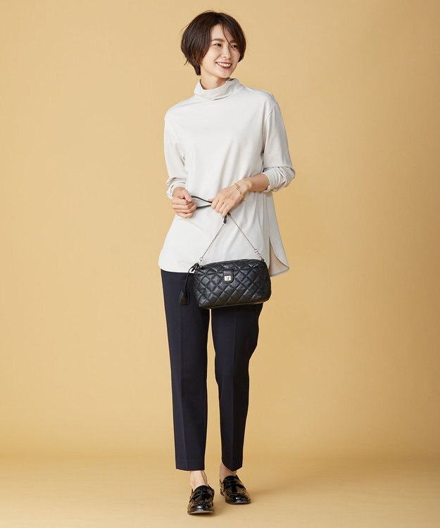 J.PRESS LADIES L 【洗える】アルガンシルク テーパード パンツ ネイビー系