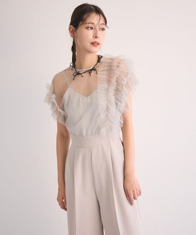 Green Parks ・Ｒａｉｌｍｅ　チュールフリルオールインワン Gray