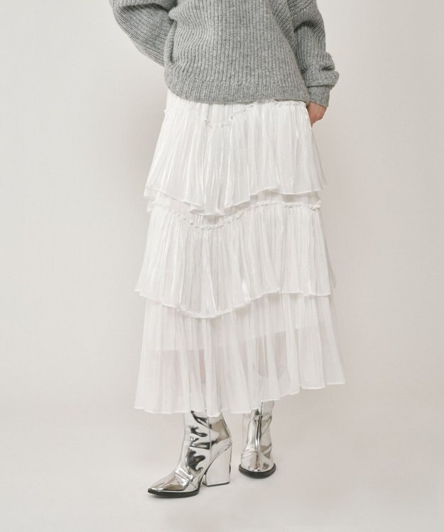 GRACE CONTINENTAL イレギュラーティアードスカート ホワイト