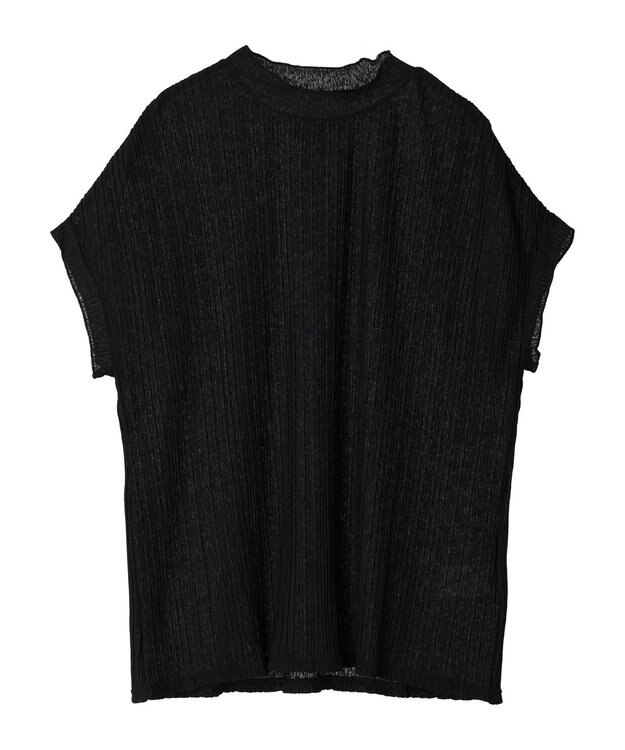 Green Parks プリーツ加工フレンチスリーブカットプルオーバー Black