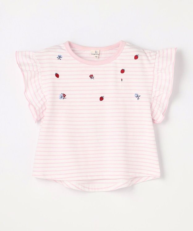 組曲 KIDS 【110-140㎝】 フルーティーボーダーTシャツ ピンク