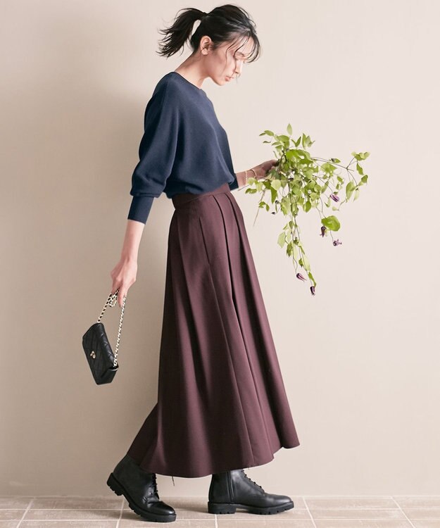 23区 【洗える】ウールブレンド ドルマン ニット ネイビー系