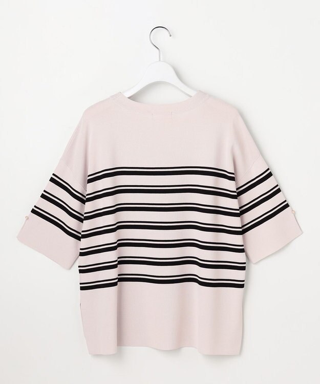 ANY SIS 【アイスタッチ】ボートネックニット プルオーバー ベージュ×ブラック