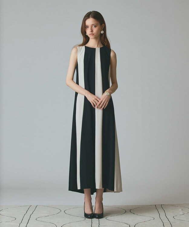 GRACE CONTINENTAL バイカラー切替ドレス ブラック