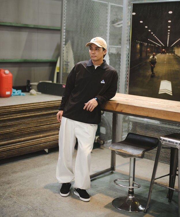 SHARE PARK MENS 【UVケア・吸水速乾・ストレッチ・軽量 】エンブレムポロTシャツ（L・XLサイズ） ブラック系