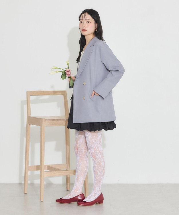 earth music&ecology ダブルテーラードジャケット 杢グレー