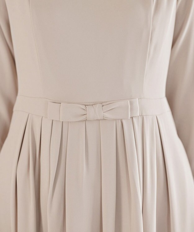 Tiaclasse L 【セレモニー・新色追加】リボンベルトフレアワンピース グレージュ