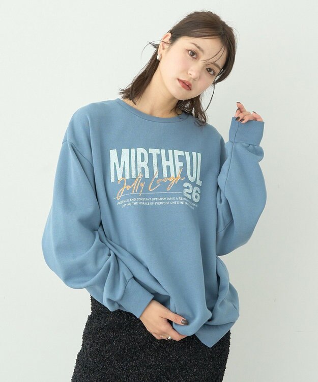 earth music&ecology ウ゛ィンテージ風裏毛ロゴプルオーバー Blue