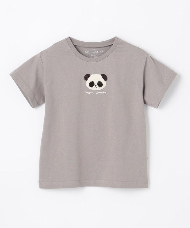 ANY KIDS オーガビッツアニマルサガラ刺繍Ｔシャツ チャコール×パンダ