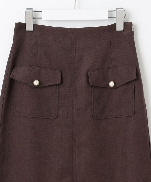 Feroux 【洗える】フラップポケット スカート ダークブラウン系