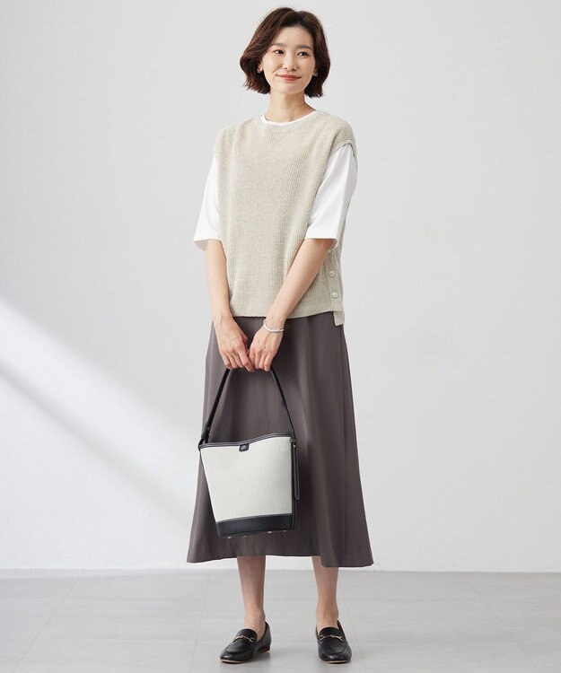 J.PRESS LADIES S 【洗える】Linen Cotton Vest  ニット ベスト ベージュ系