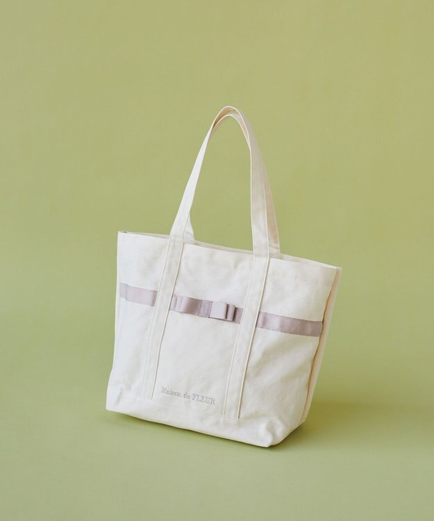 Maison de FLEUR マルチポケット帆布トートMバッグ Ivory