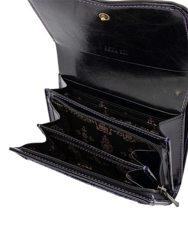 ANNA SUI リーブル 内Lファスナー二つ折り財布 パープル