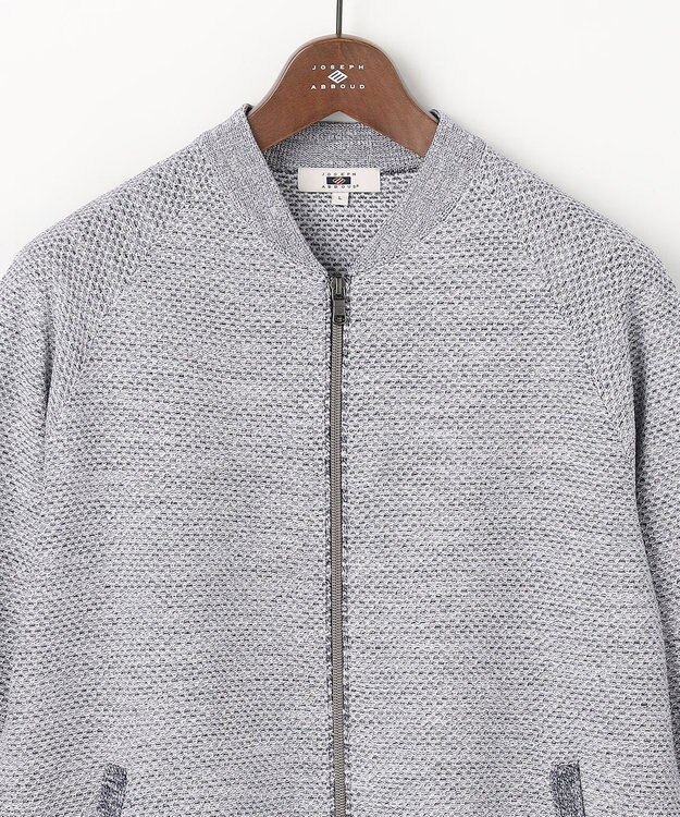 JOSEPH ABBOUD 【イタリア糸×エコ素材・通気性・軽量】スラブギマ×和紙 ニット ブルゾン ブルー系