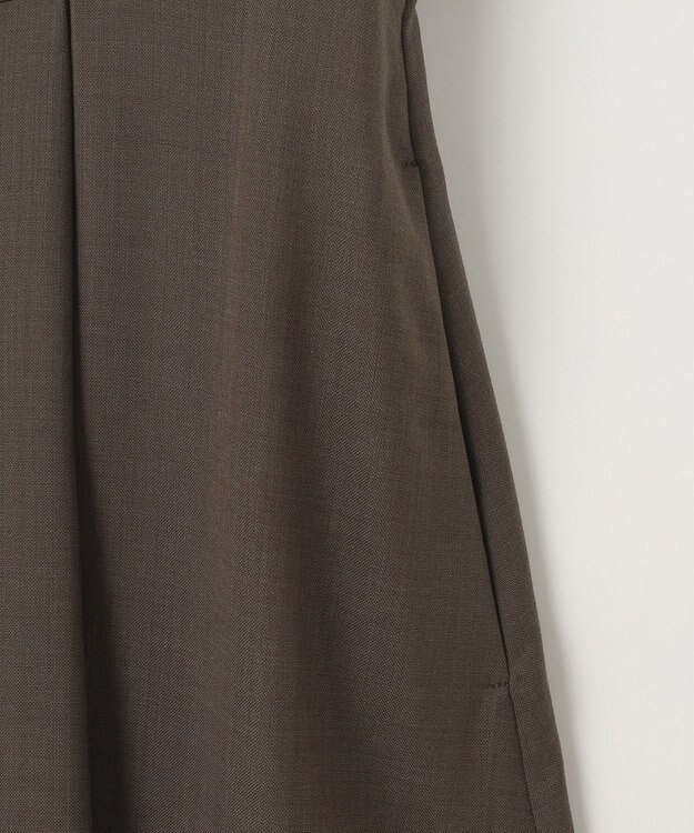 自由区 【洗える】トロピカルストレッチシャツ ドレス カーキブラウン