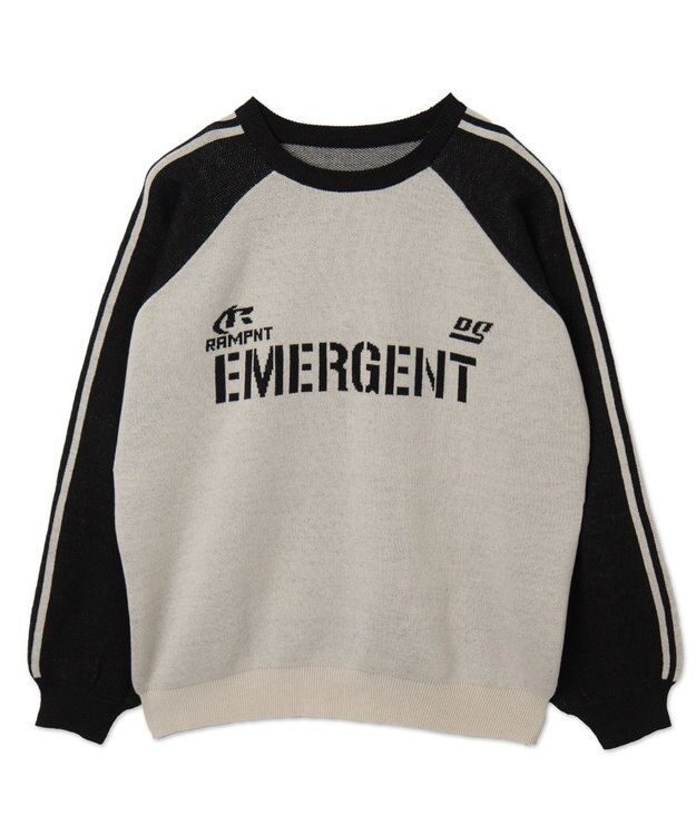 WEGO ゲームグラフィックラグランジャガードニット ブラック