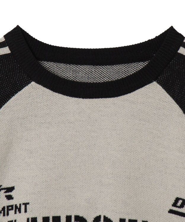 WEGO ゲームグラフィックラグランジャガードニット ブラック