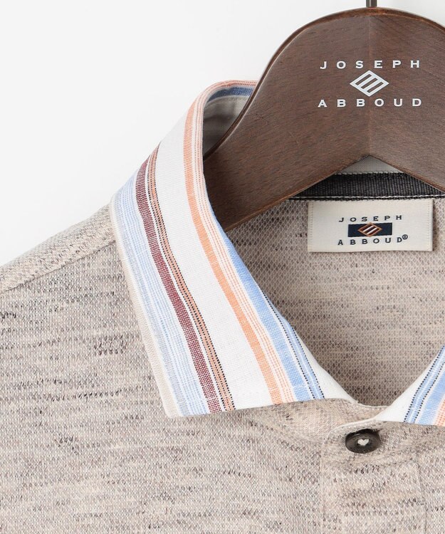 JOSEPH ABBOUD 【リネン素材/吸水速乾/日本素材】リネンハニカム ダディ ポロシャツ ベージュ×ストライプ