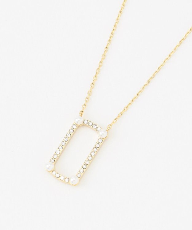 自由区 ラインフレームビジューネックレス ゴールド系