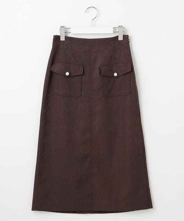 Feroux 【洗える】フラップポケット スカート ダークブラウン系