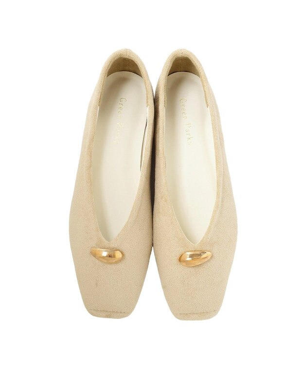 Green Parks メタルポイントローパンプス Beige